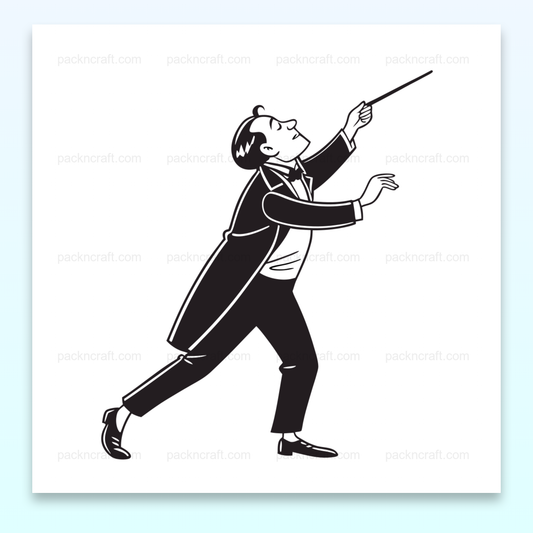 Illustration vectorielle d'un chef d'orchestre dynamique, idéal pour projets musicaux et décorations.