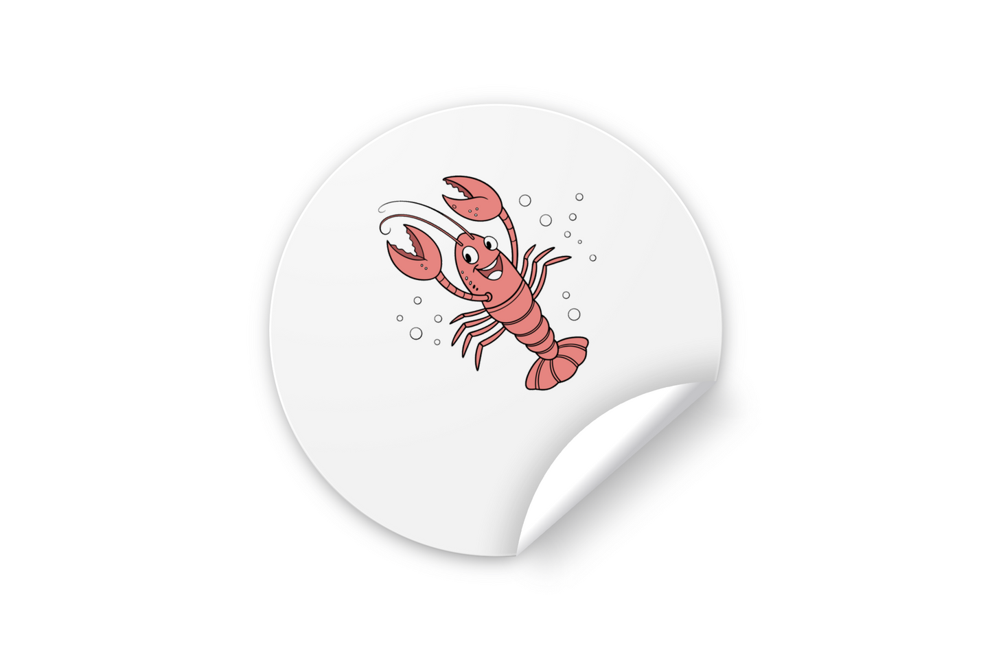 Sticker décoratif avec homard marin heureux sur fond bleu océan