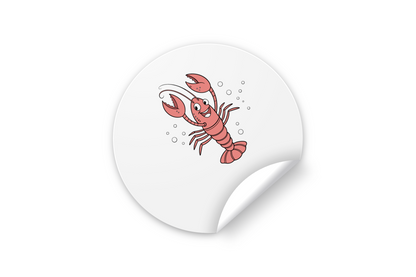 Sticker décoratif avec homard marin heureux sur fond bleu océan