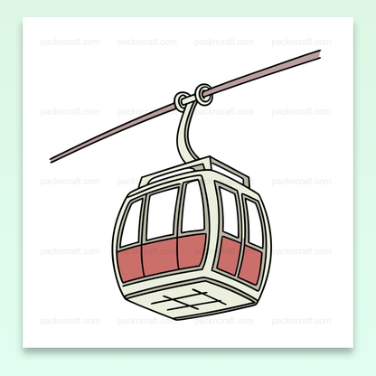 Illustration vectorielle stylisée d'une télécabine en mouvement pour projets créatifs.