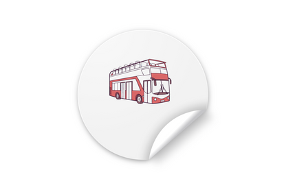 Sticker avec icône de bus rétro sur le thème du voyage urbain