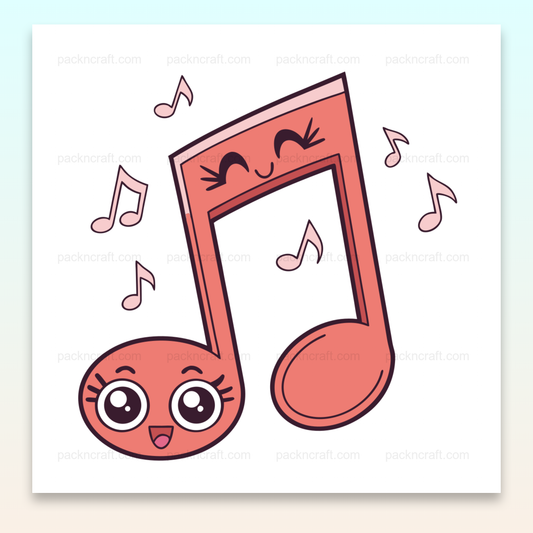 Illustration doodle d'une note de musique joyeuse pour projets DIY et éducatifs