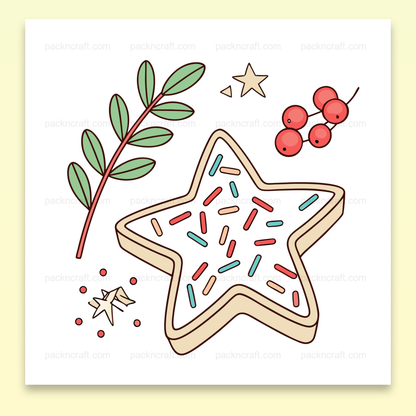 Étoile biscuit festive avec feuillage et décorations, parfait pour DIY Noël