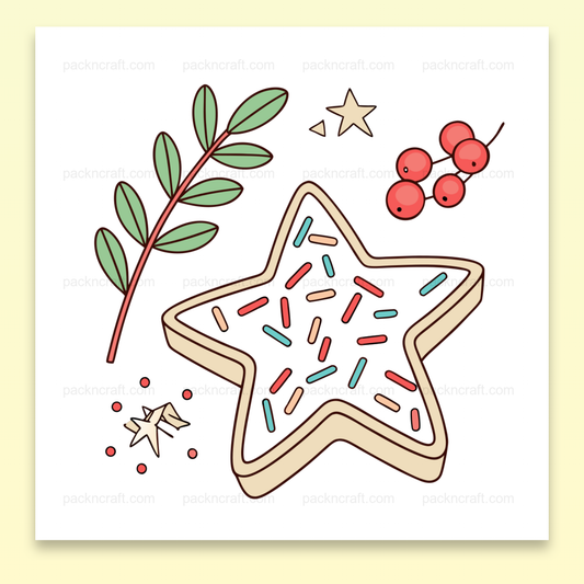 Étoile biscuit festive avec feuillage et décorations, parfait pour DIY Noël