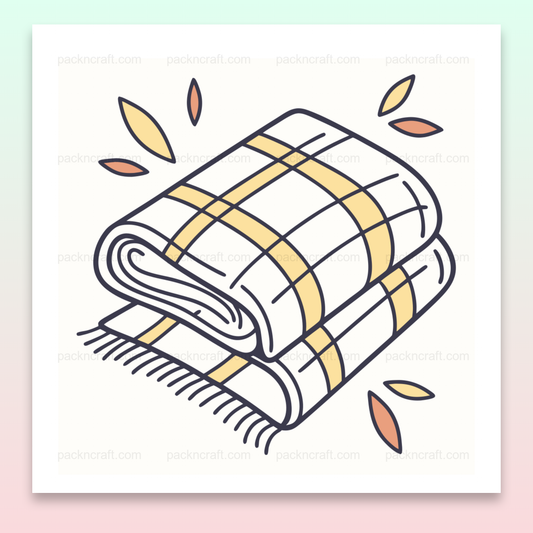 Illustration d'une écharpe enroulée style doodle pour automne, utilisable en papeterie et déco.