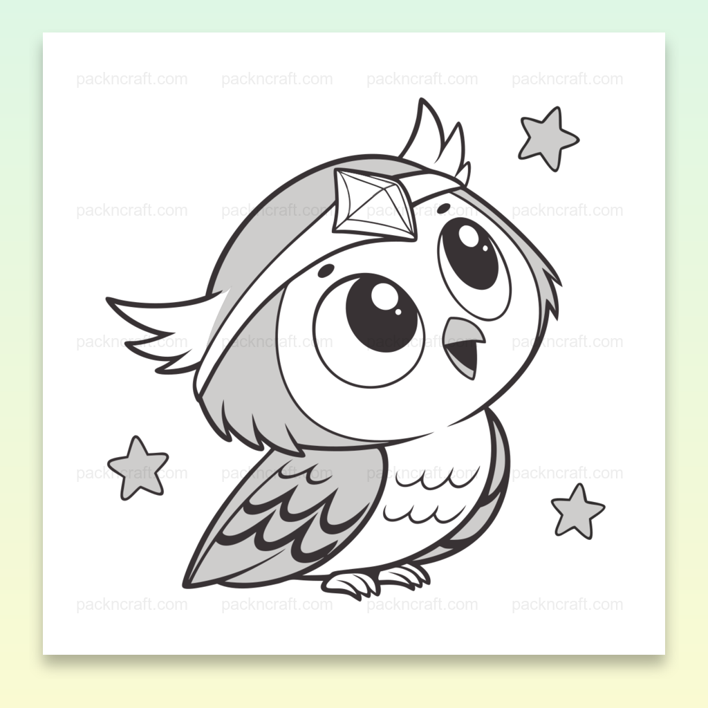 Illustration de chouette émerveillée en SVG pour projets créatifs.