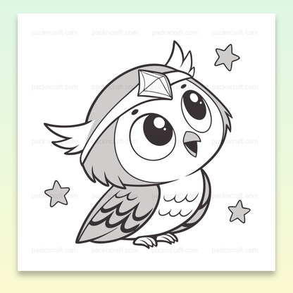 Illustration de chouette émerveillée en SVG pour projets créatifs.