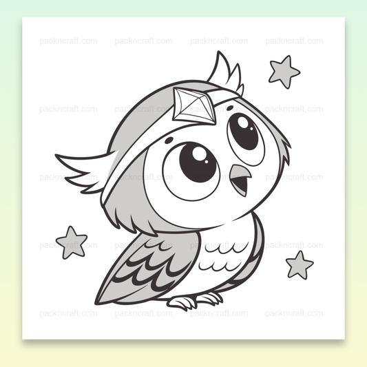 Illustration de chouette émerveillée en SVG pour projets créatifs.