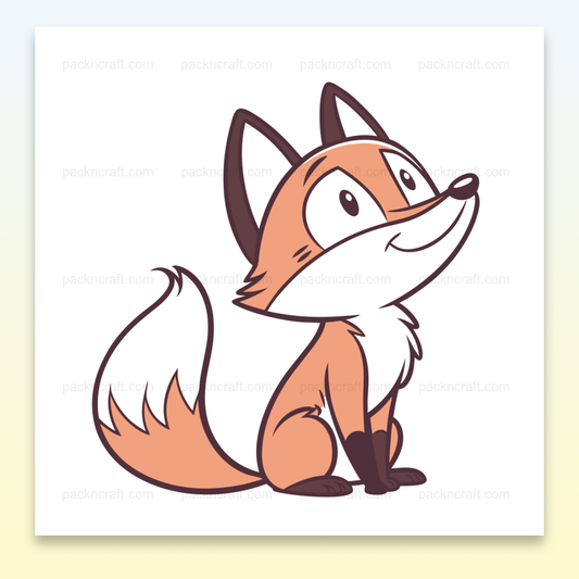 Illustration de renard curieux assis en style cartoon pour projets DIY et éducatifs