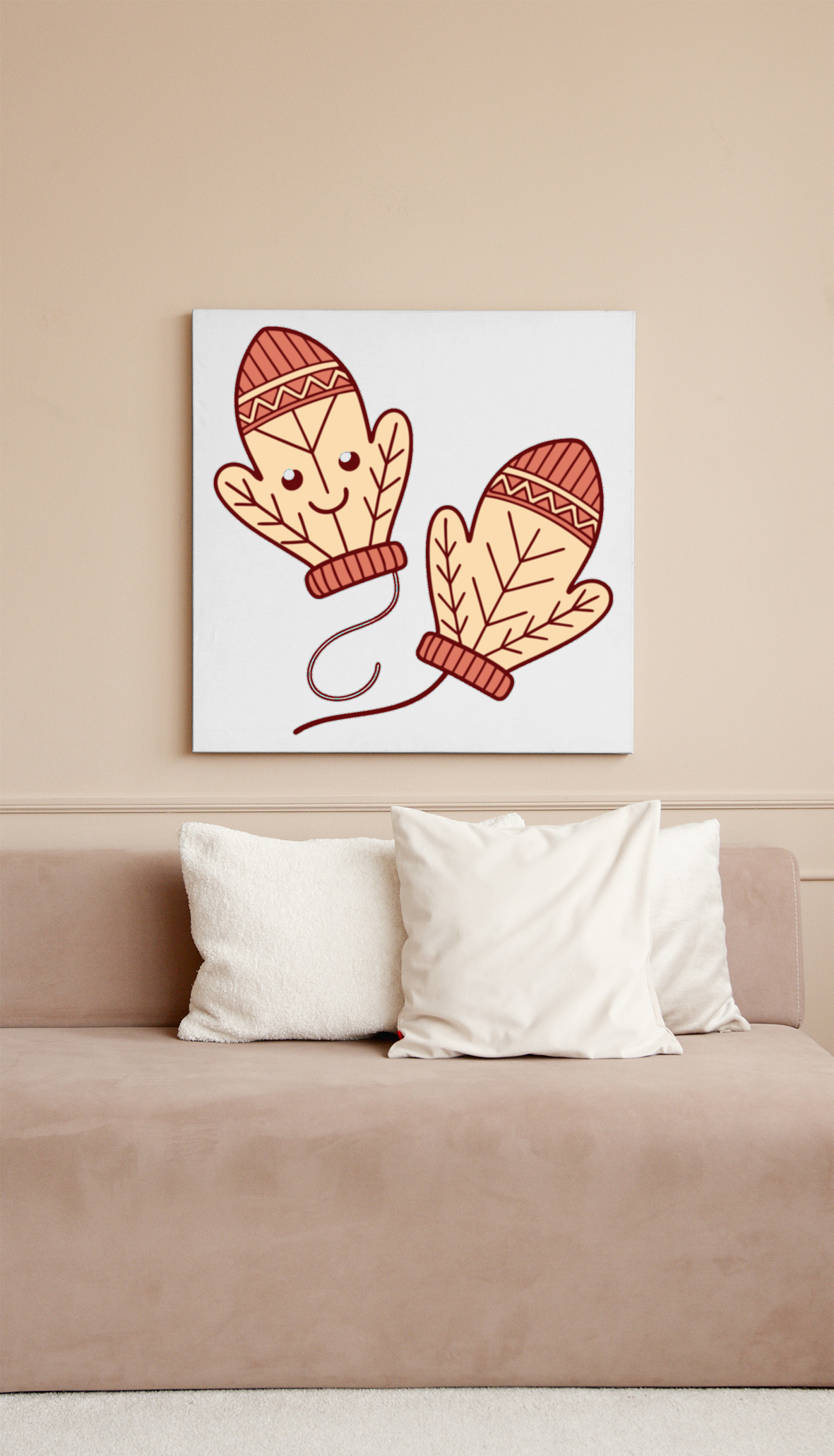 Cadre au design cartoon joyeux avec moufles et feuilles dans un style hivernal инсценированной