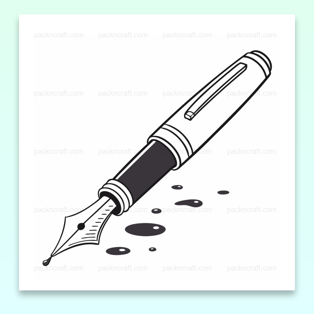 Stylo plume minimaliste avec encre étalée, idéal pour papeterie artistique