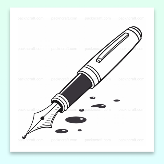 Stylo plume minimaliste avec encre étalée, idéal pour papeterie artistique