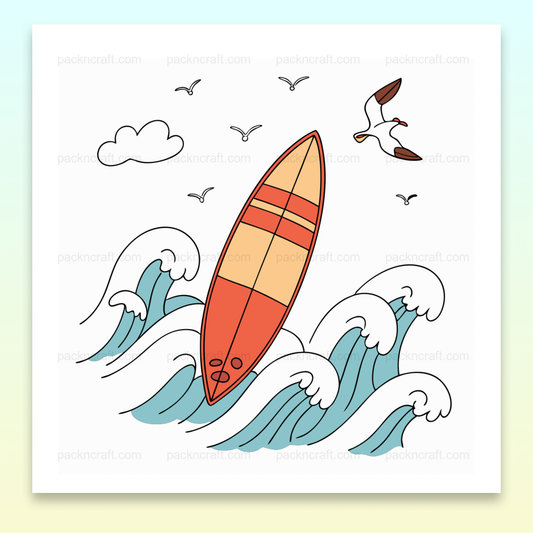 Illustration dynamique de surf en mer pour projets créatifs et décorations.