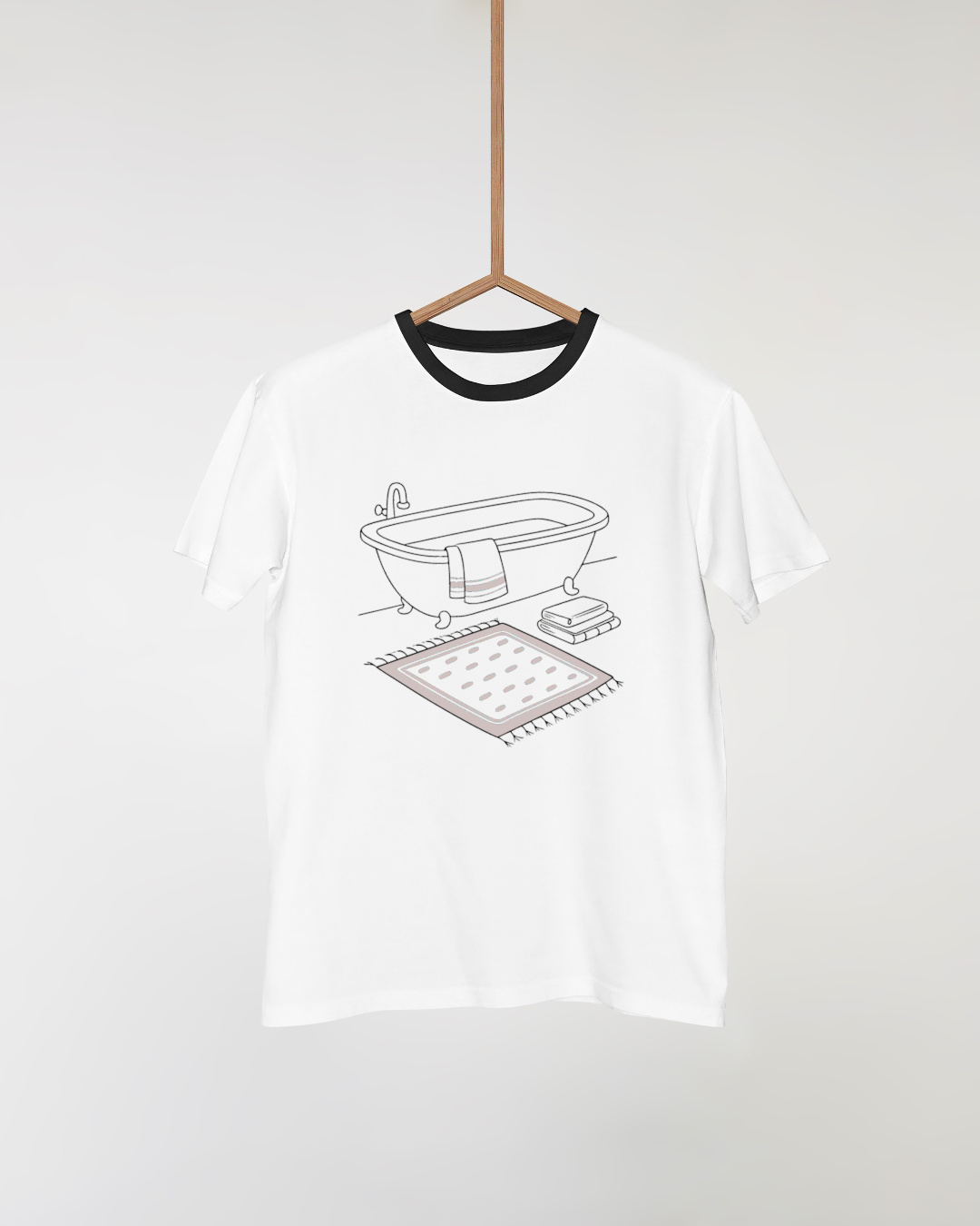 T-shirt élégant avec motif minimaliste de bain relaxant dans des tons apaisants