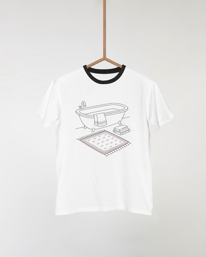 T-shirt élégant avec motif minimaliste de bain relaxant dans des tons apaisants