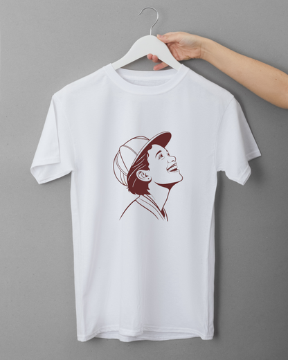 T-shirt avec dessin numérique enfant joyeux transmettant une émotion heureuse