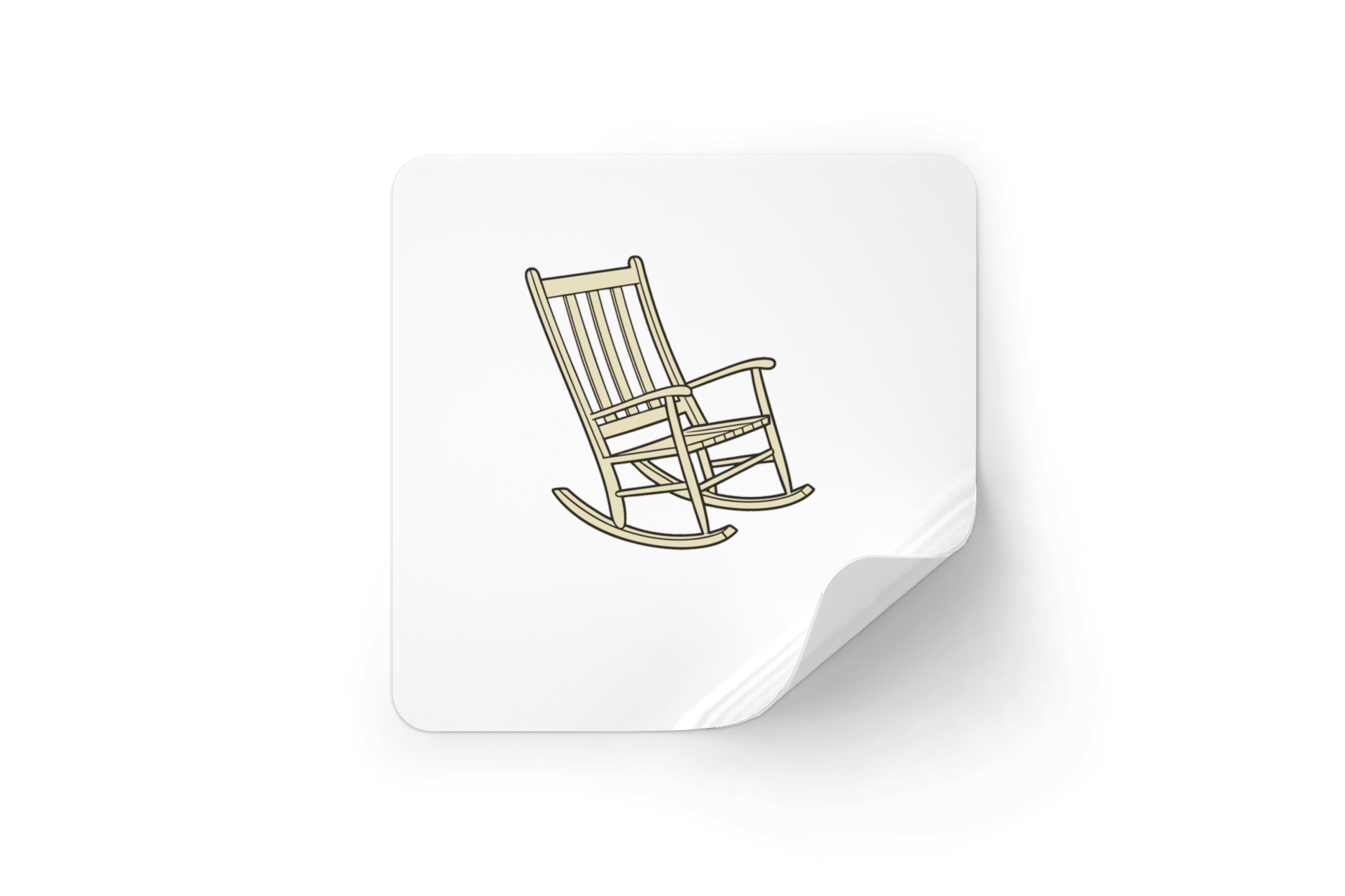 Sticker rétro avec fauteuil à bascule élégant dans une ambiance détendue