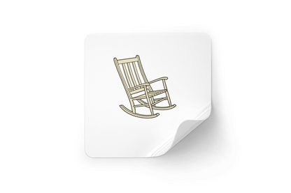 Sticker rétro avec fauteuil à bascule élégant dans une ambiance détendue