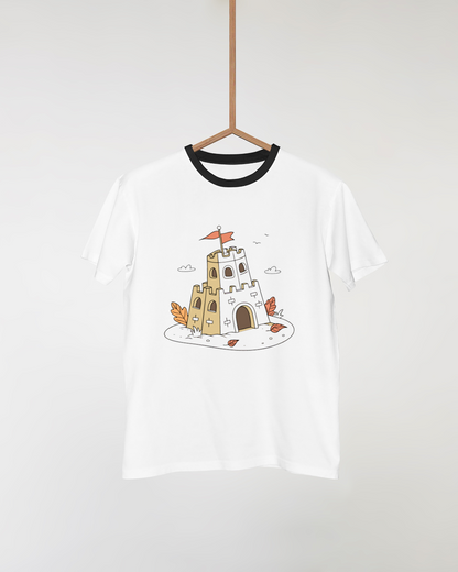 T-shirt avec motif château de sable automnal orné d'une icône thématique nature