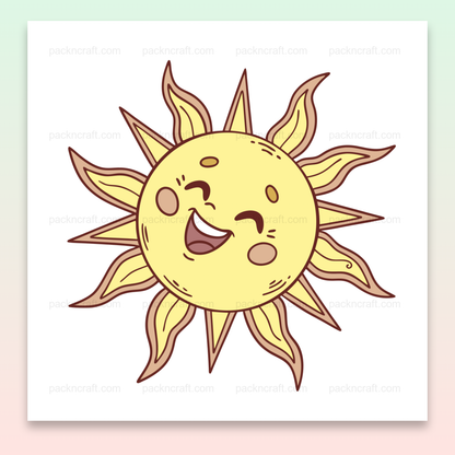 Illustration numérique d'un soleil rieur, idéale pour des projets créatifs enfantins et joyeux.