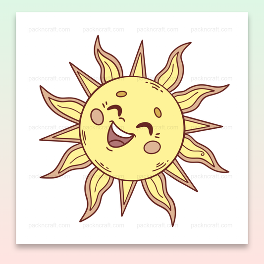Illustration numérique d'un soleil rieur, idéale pour des projets créatifs enfantins et joyeux.