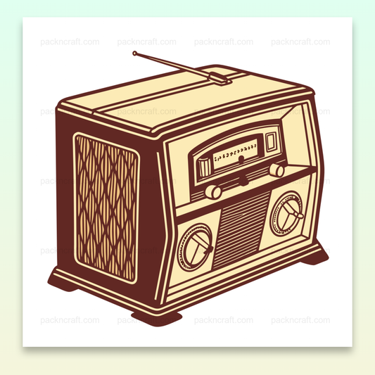 Illustration numérique de radio vintage en style rétro, idéale pour projets créatifs.