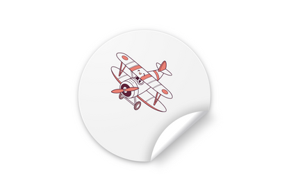 Sticker avec adorable icône d'avion joyeux en vol dans un style ludique et aérien