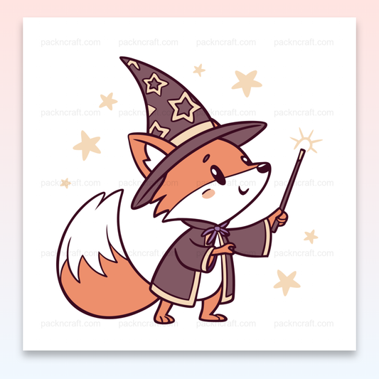 Illustration SVG d'un renard en magicien, idéal pour DIY et décoration