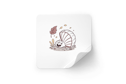 Sticker marin avec un coquillage joyeux en automne style minimaliste