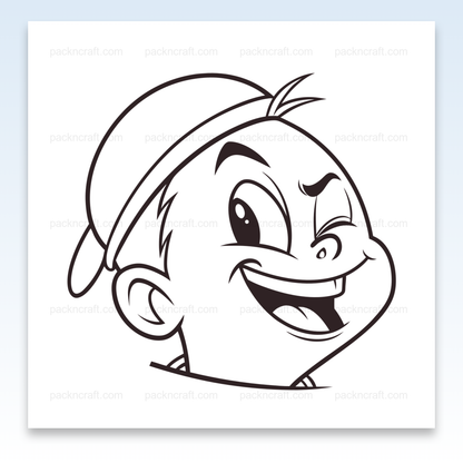 Illustration de garçon clin d'œil espiègle en style doodle pour usage créatif.