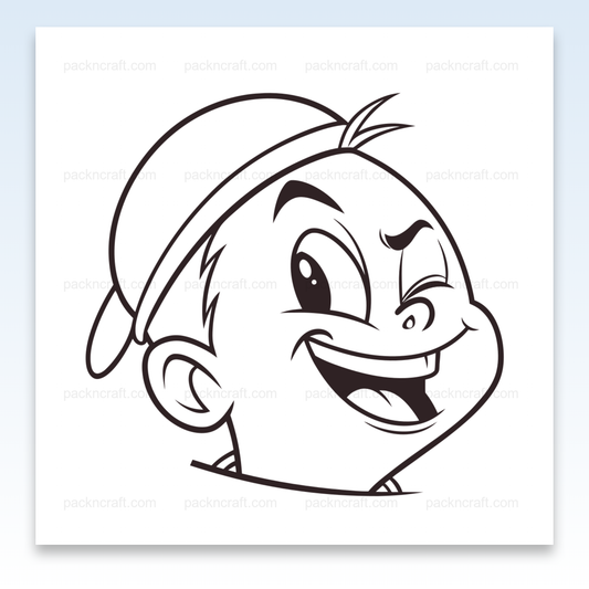 Illustration de garçon clin d'œil espiègle en style doodle pour usage créatif.