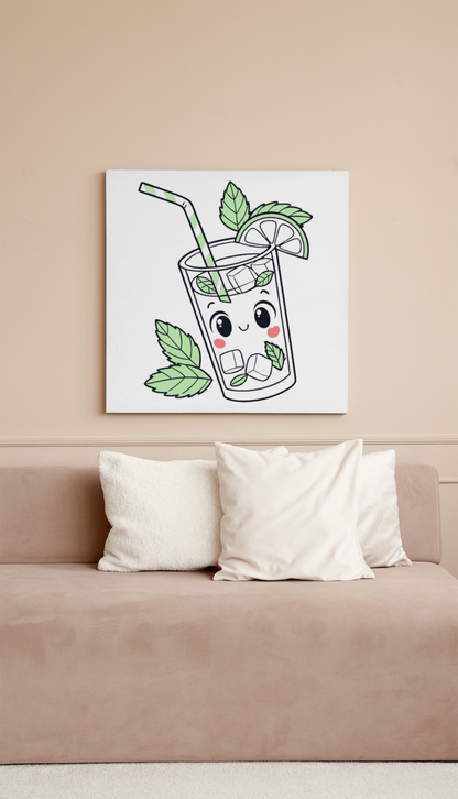 Cadre décoratif avec motif pastel évoquant un mojito estival et rafraîchissant