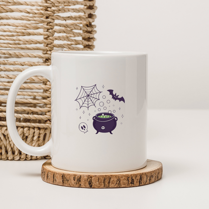 Mug noir avec motif chaudron effervescent pour ambiance Halloween mystérieuse