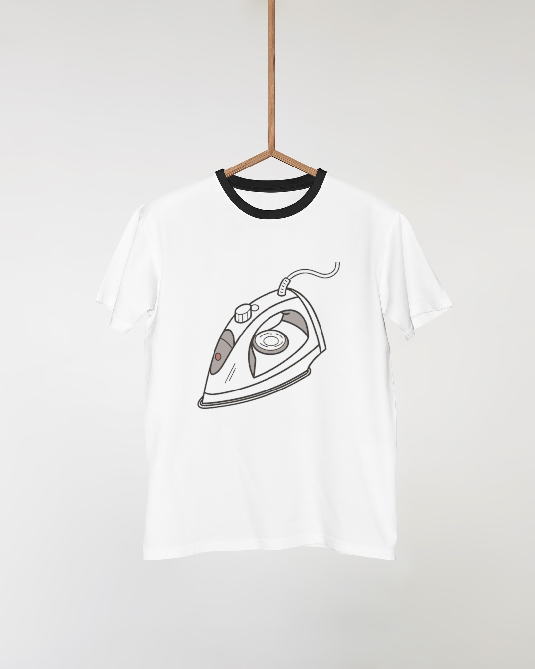 T-shirt chic avec motif contemporain minimaliste d’un fer à repasser tour à tour élégant