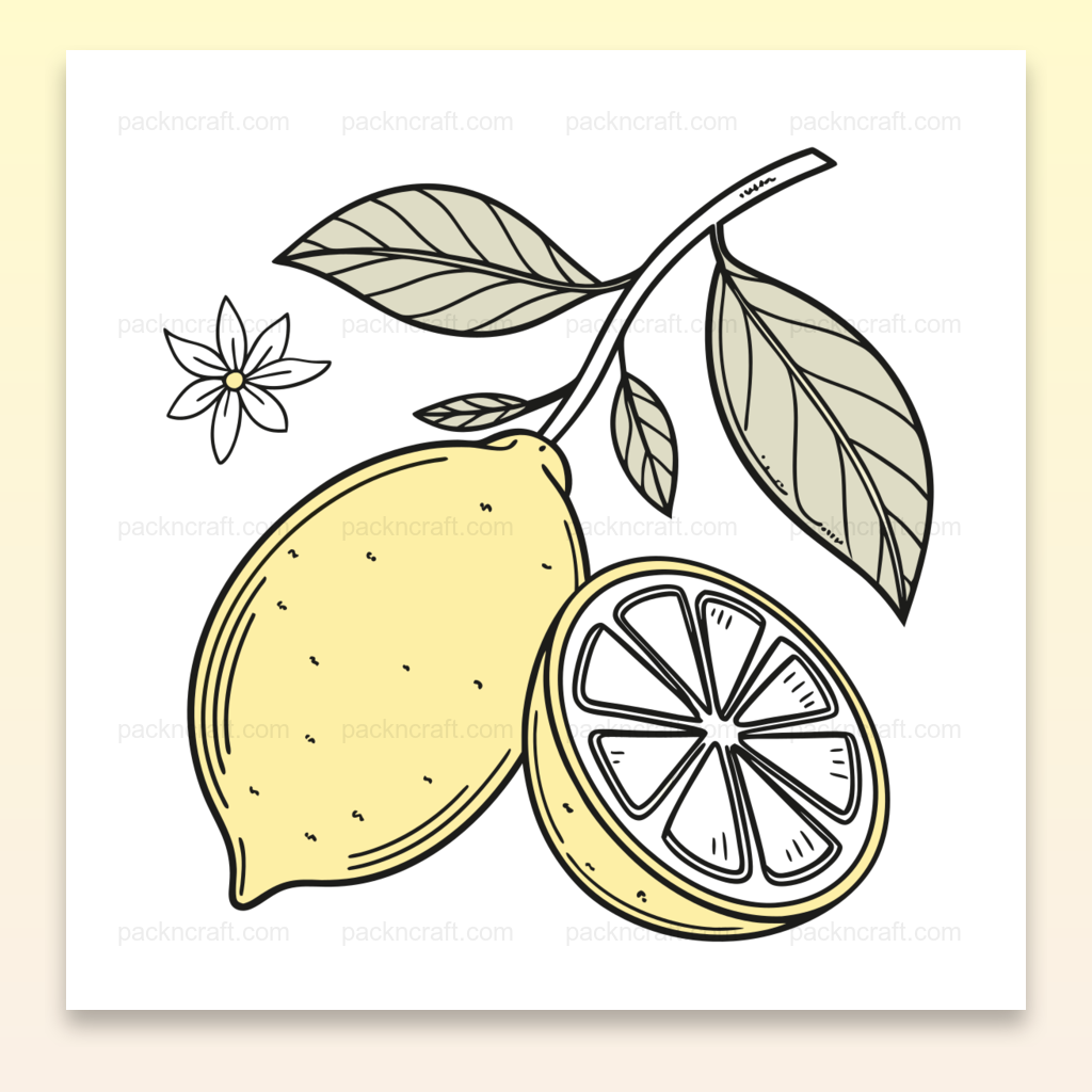 Illustration SVG d'un citron zesté et minimaliste, utilisable pour DIY et déco.