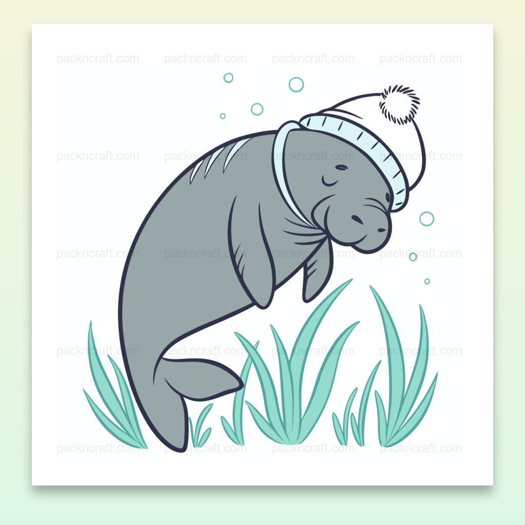 Illustration de lamentin endormi avec bonnet, fichier numérique marin