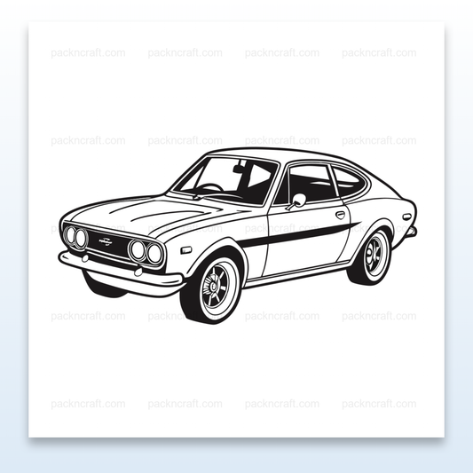 Design vintage de la voiture Mazda RX3, parfait pour des projets d'art numérique.