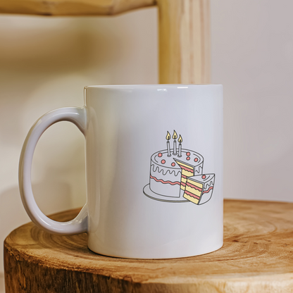 Mockup de mug avec icône gâteau d'anniversaire élégante pour une fête sucrée