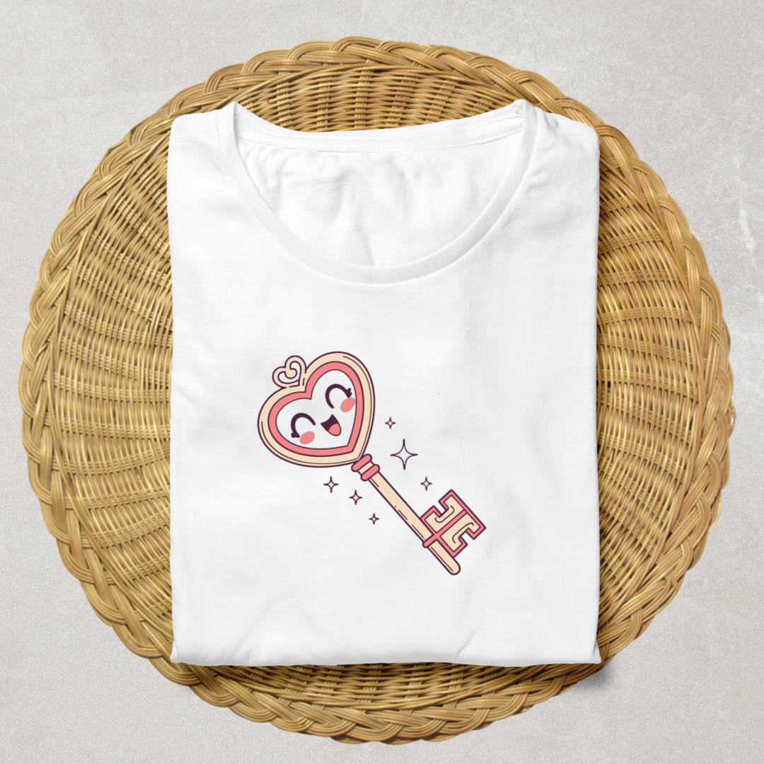 T-shirt avec design fantaisie de clé cœur