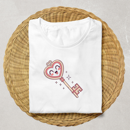 T-shirt avec design fantaisie de clé cœur