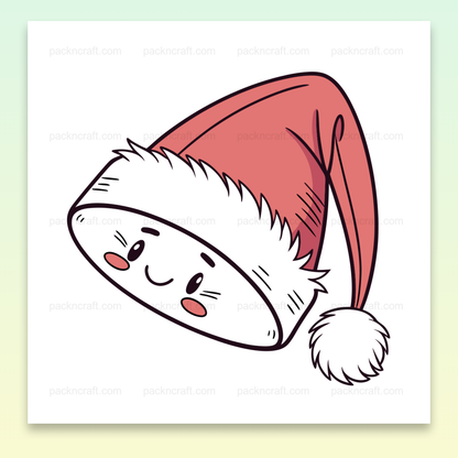 Illustration vectorielle d'un bonnet de Noël souriant en style doodle pour projets de fêtes.
