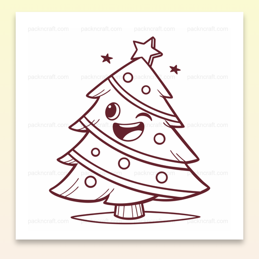 Illustration d'un sapin de Noël joyeux, fichier SVG minimaliste pour projets festifs.