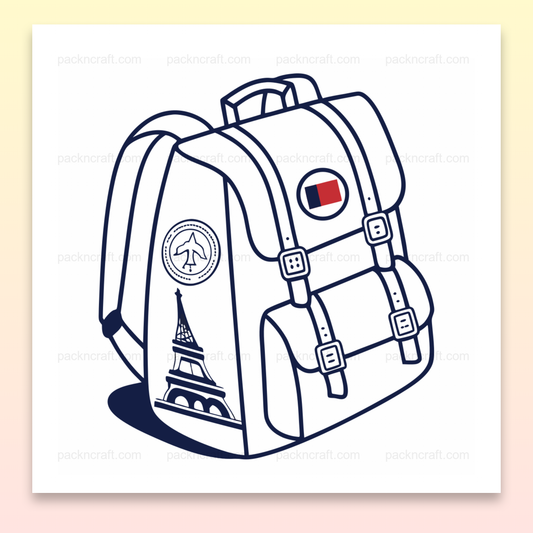 Illustration SVG d'un sac à dos parisien, idéale pour les projets de design et DIY.
