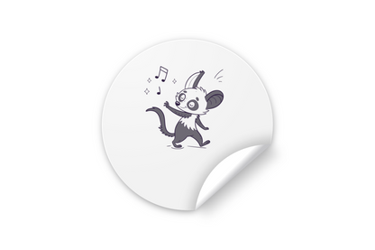 Sticker orné d'un lémurien dansant en doodle stylisé évoquant une ambiance musicale