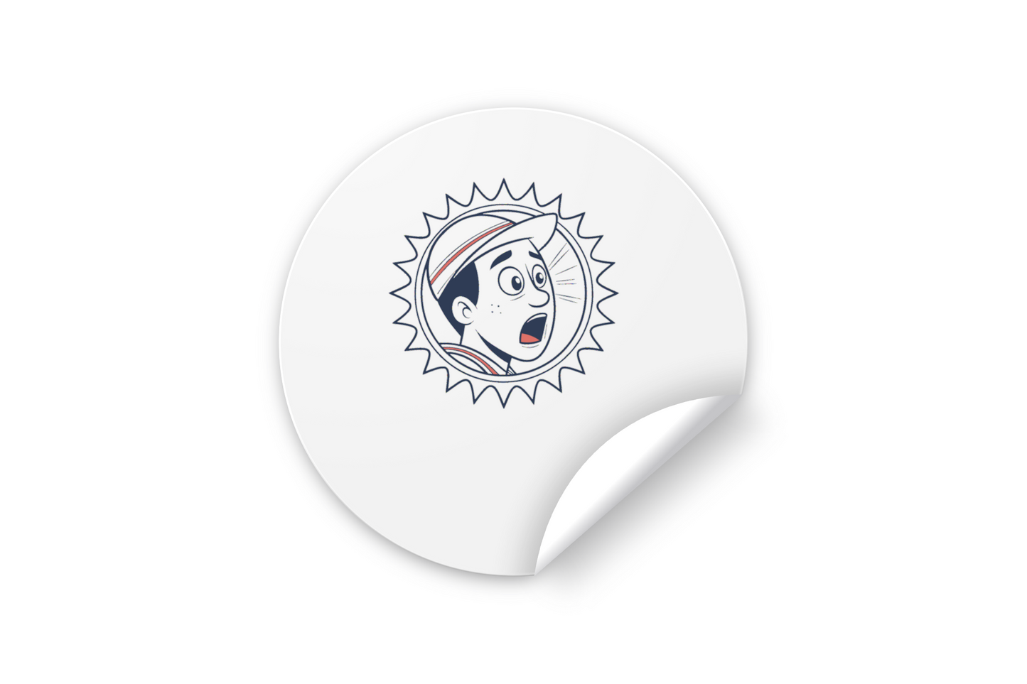 Sticker avec dessin animé captivant et mignon au style cartoon et surprise enfantine