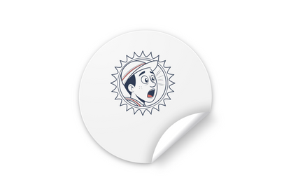 Sticker avec dessin animé captivant et mignon au style cartoon et surprise enfantine