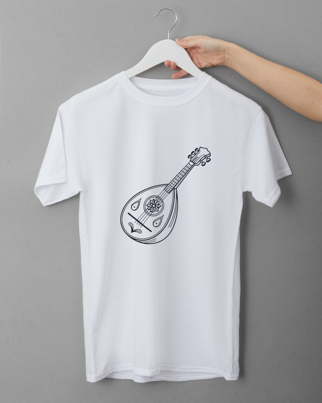 T-shirt avec icône élégante de mandoline au style bohème musical
