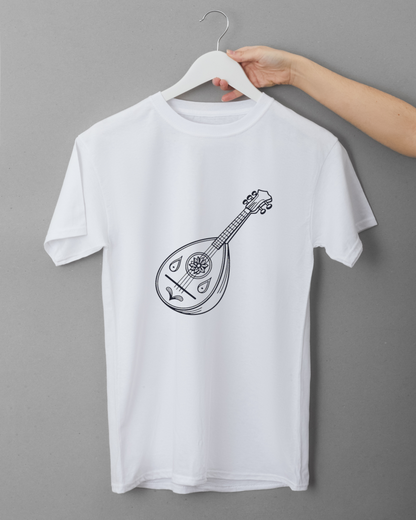 T-shirt avec icône élégante de mandoline au style bohème musical