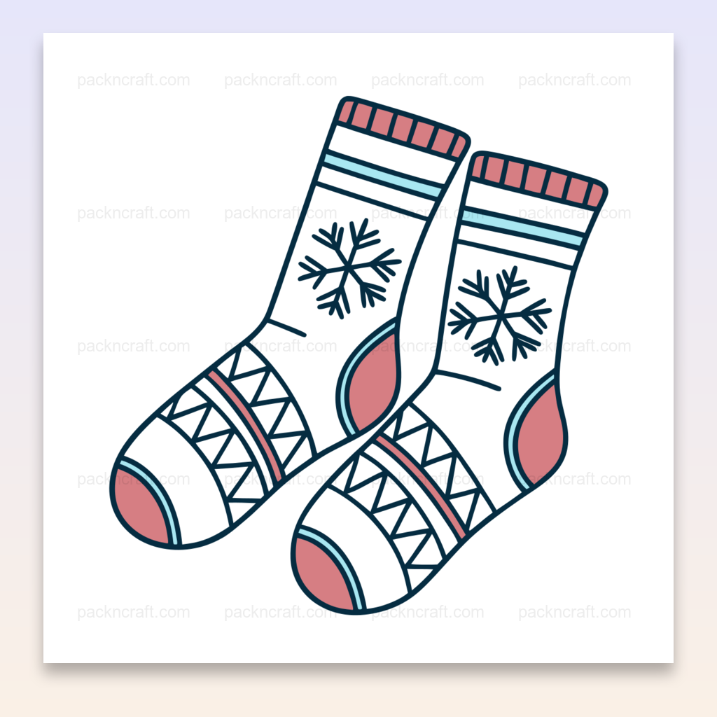 Chaussettes d'hiver avec flocons en style minimaliste pour projets de décoration et DIY