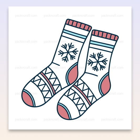 Chaussettes d'hiver avec flocons en style minimaliste pour projets de décoration et DIY